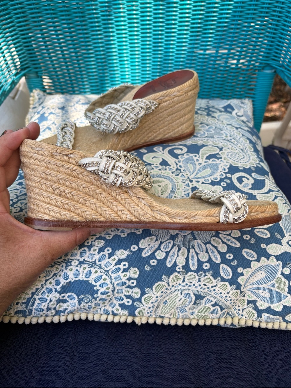Christian Louboutin Leather Patterned Espadrilles Gently Worn EUC Size 36 - Picture 6 of 10